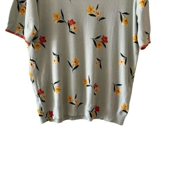 Anthropologie Danielrainn Knit Top Blouse Crewneck Multicolor Floral Sz L #2256 - Picture 3 of 11